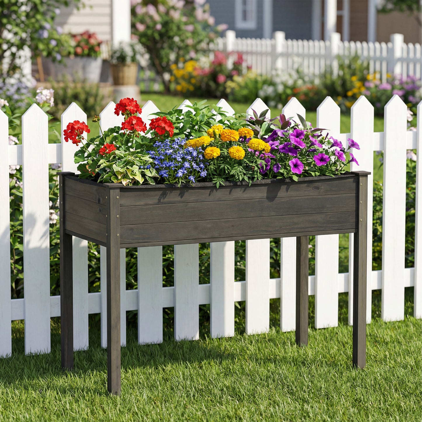 Wooden Raised Vegetable Garden Bed, Gray Raised Garden Beds at Gallery Canada