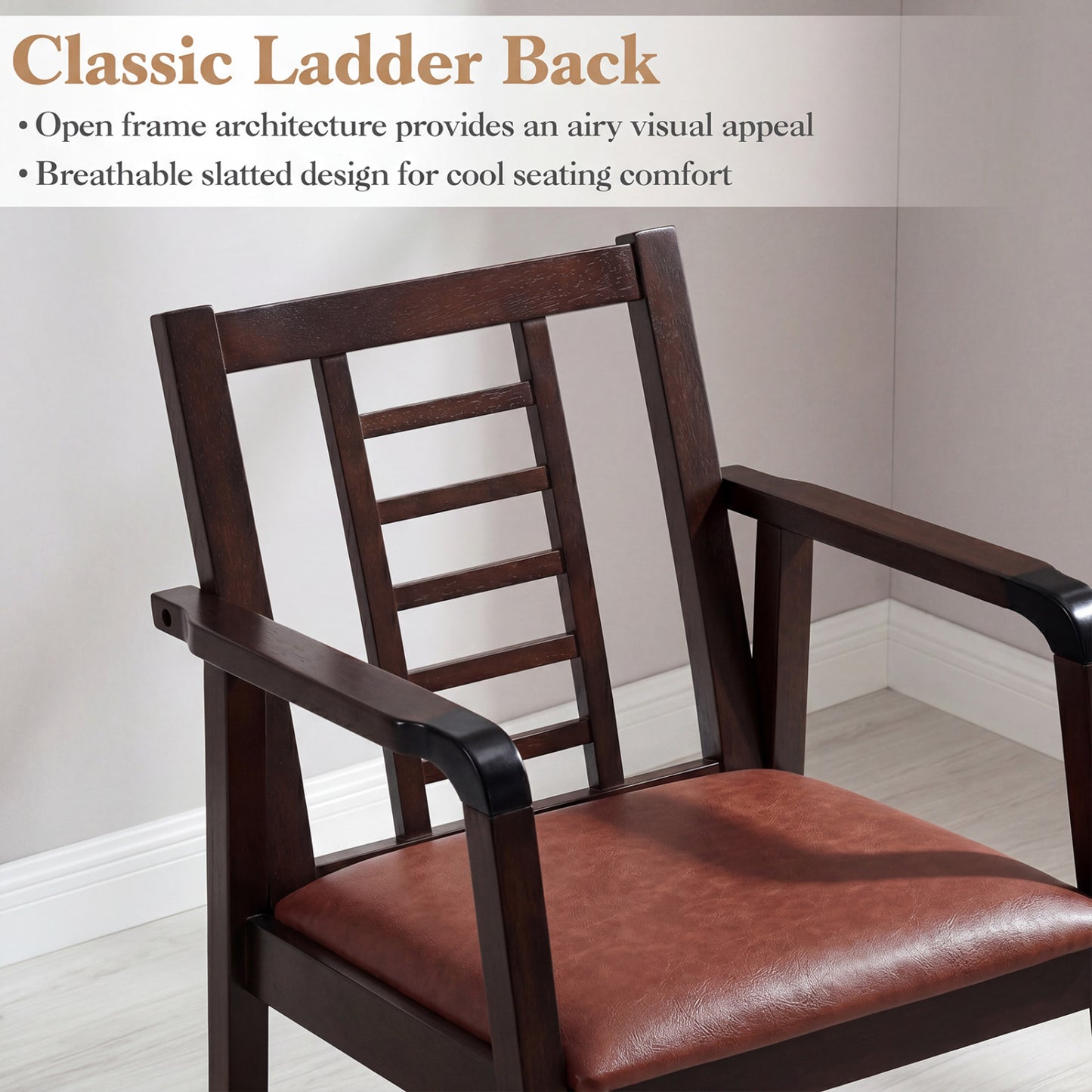 Wooden Rocking Chair with Upholstered Seat and Ladder Back for Living Room, Brown Patio Rocking Chairs & Gliders at Gallery Canada