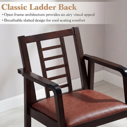 Wooden Rocking Chair with Upholstered Seat and Ladder Back for Living Room, Brown Patio Rocking Chairs & Gliders at Gallery Canada