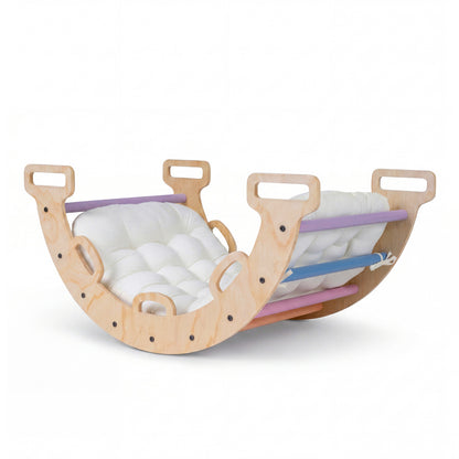Wooden Rocking Climbing Arch with Cushion 3-in-1 Montessori Kids Climber Rocker, Multicolor Climbers & Slides at Gallery Canada