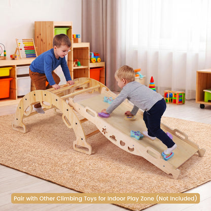 Wooden Rocking Climbing Arch with Cushion Montessori Kids Climber Rocker, Natural Climbers & Slides at Gallery Canada