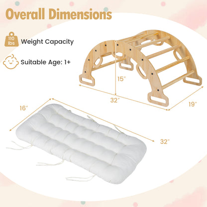 Wooden Rocking Climbing Arch with Cushion Montessori Kids Climber Rocker, Natural Climbers & Slides at Gallery Canada