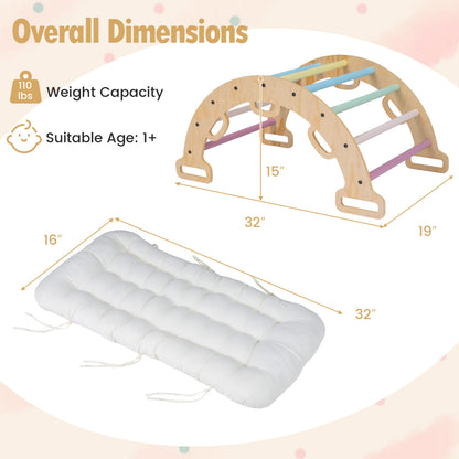 Wooden Rocking Climbing Arch with Cushion 3-in-1 Montessori Kids Climber Rocker, Macaron Climbers & Slides at Gallery Canada