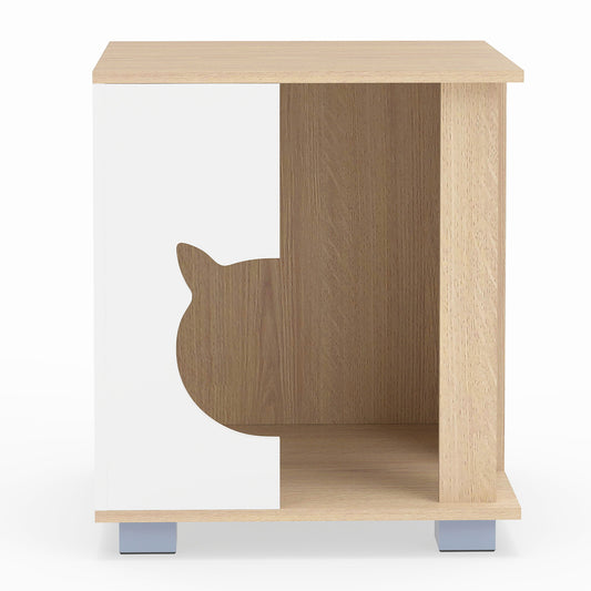 Wooden Semi-enclosed Cat Condo with Kitty Head-shaped Entry and Metal Legs, Natural Cat Trees Condos & Scratchers Natural at Gallery Canada