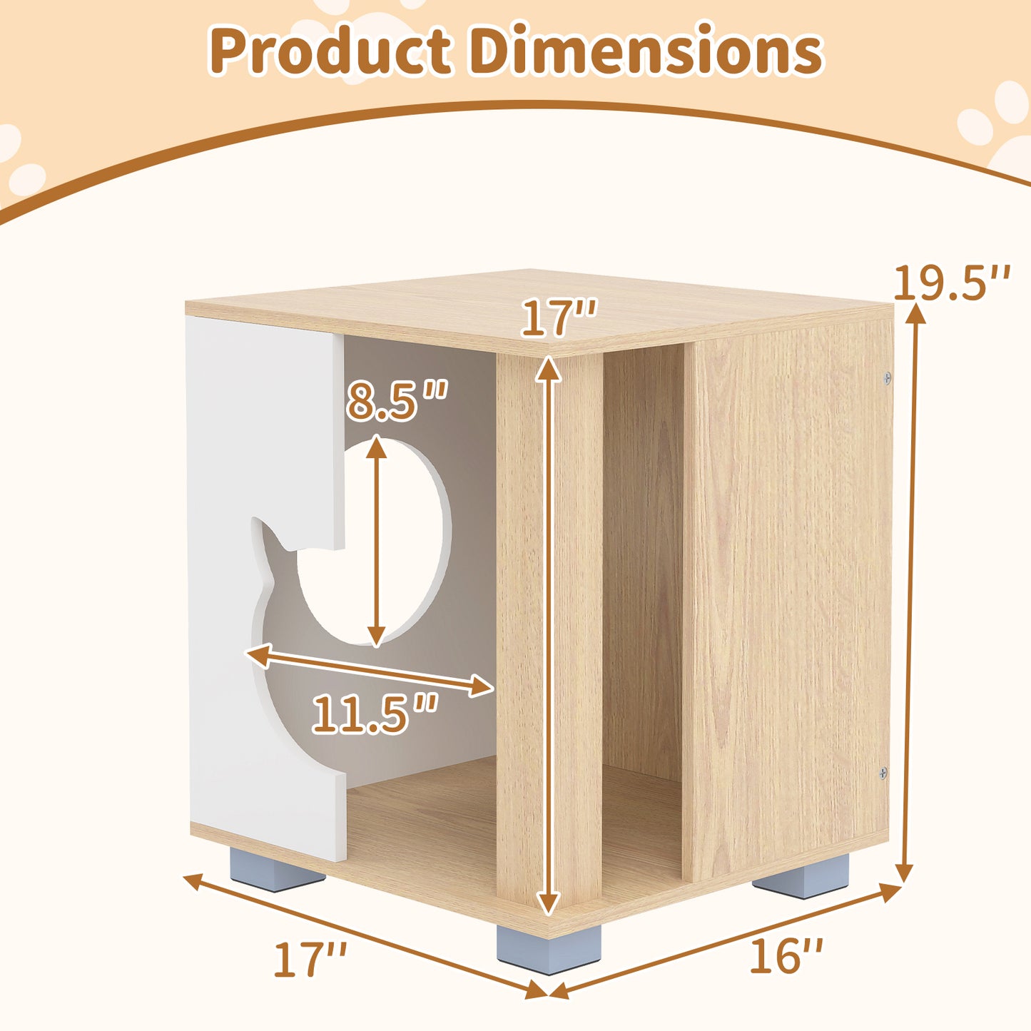 Wooden Semi-enclosed Cat Condo with Kitty Head-shaped Entry and Metal Legs, Natural Cat Trees Condos & Scratchers at Gallery Canada
