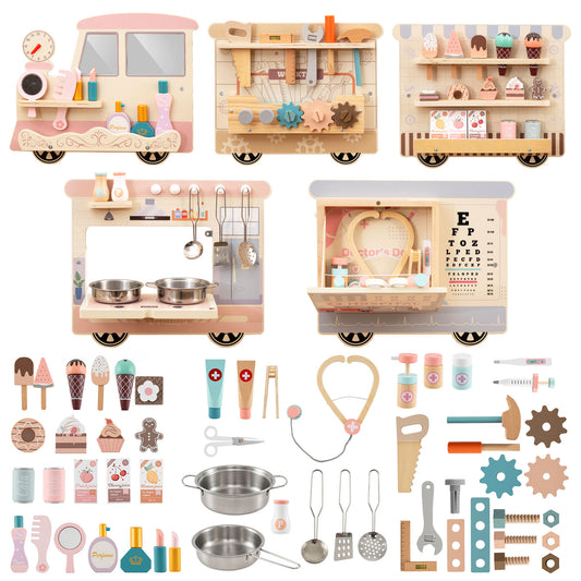Wooden Sensory Wall Panel With Vanity And Tool Box Play Kitchen Sets Options at Gallery Canada