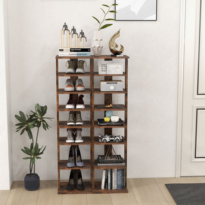 Wooden Shoe Storage Stand, 7 Tier Shoe Rack Organizer, Rustic Brown Shoe Racks & Storage Benches at Gallery Canada