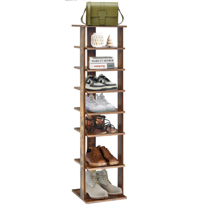 Wooden Shoe Storage Stand, 7 Tier Shoe Rack Organizer, Rustic Brown Shoe Racks & Storage Benches at Gallery Canada