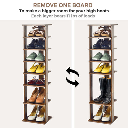 Wooden Shoe Storage Stand, 7 Tier Shoe Rack Organizer, Rustic Brown Shoe Racks & Storage Benches at Gallery Canada