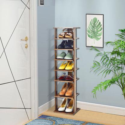 Wooden Shoe Storage Stand, 7 Tier Shoe Rack Organizer, Rustic Brown Shoe Racks & Storage Benches at Gallery Canada