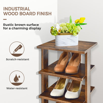 Wooden Shoe Storage Stand, 7 Tier Shoe Rack Organizer, Rustic Brown Shoe Racks & Storage Benches at Gallery Canada