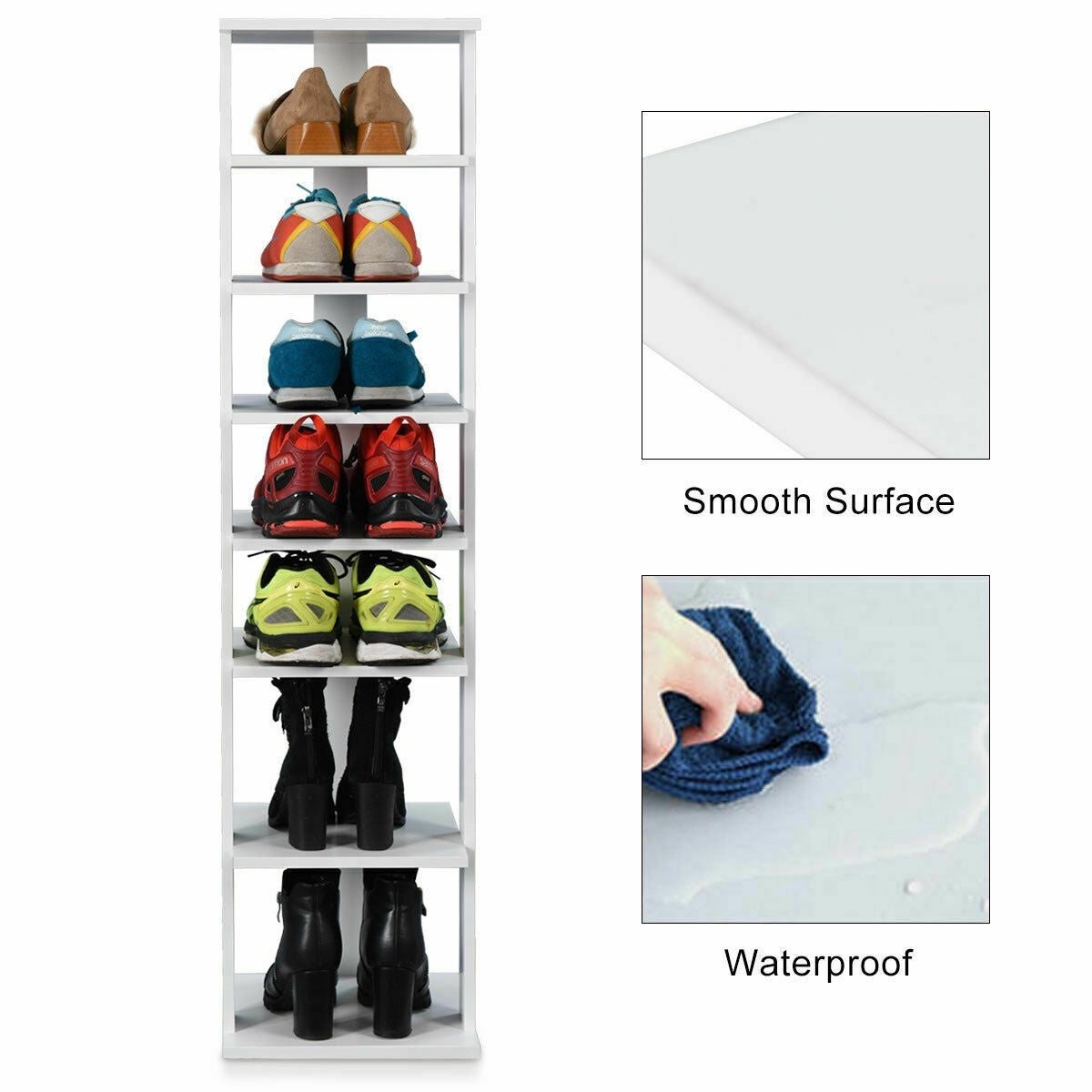 Wooden Shoe Rack Organizer, 7 Tiers, White Shoe Racks & Storage Benches at Gallery Canada
