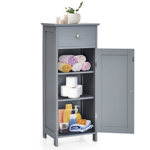 Wooden Storage Cabinet With Drawer And Shelf, Gray