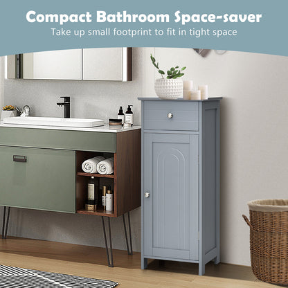 Wooden Storage Cabinet With Drawer And Shelf, Gray