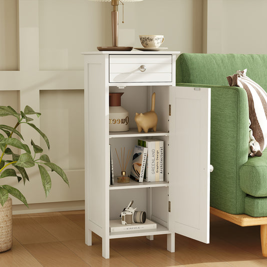 Wooden Storage Cabinet With Drawer, Shelf, White Floor Cabinets White at Gallery Canada