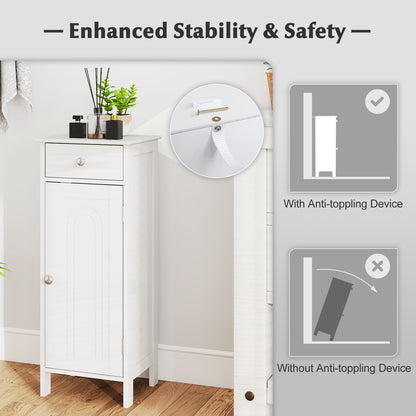 Wooden Storage Cabinet With Drawer, Shelf, White Floor Cabinets at Gallery Canada