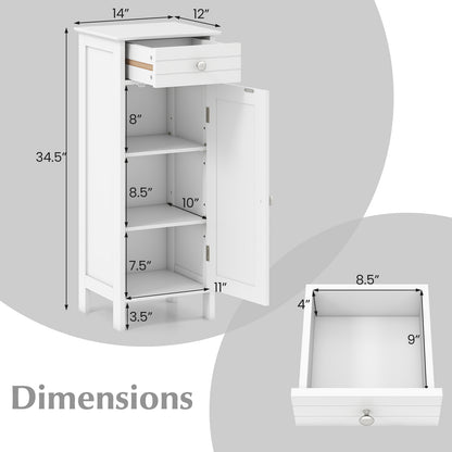 Wooden Storage Cabinet With Drawer, Shelf, White Floor Cabinets at Gallery Canada