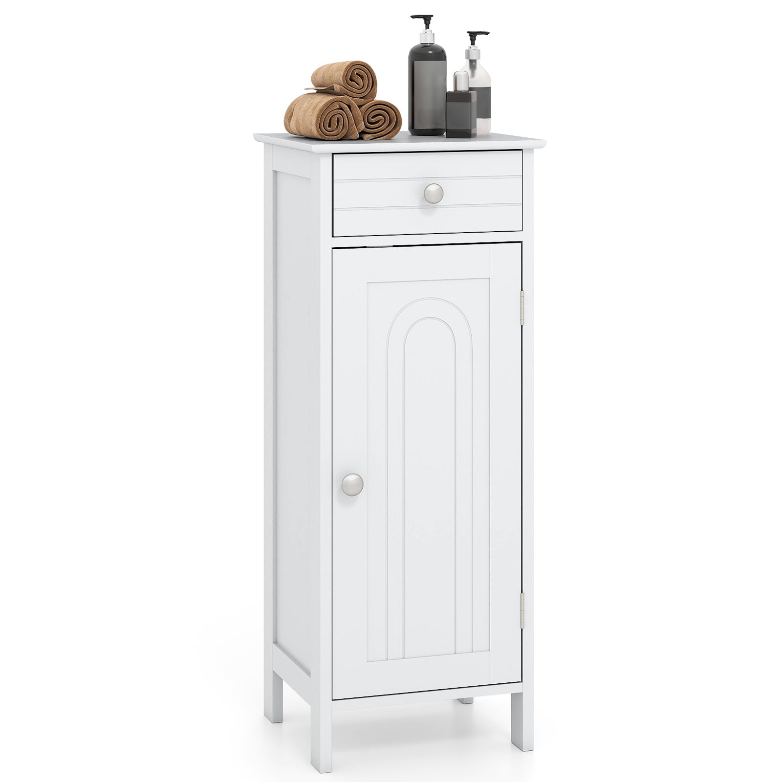 Wooden Storage Cabinet With Drawer, Shelf, White Floor Cabinets White at Gallery Canada