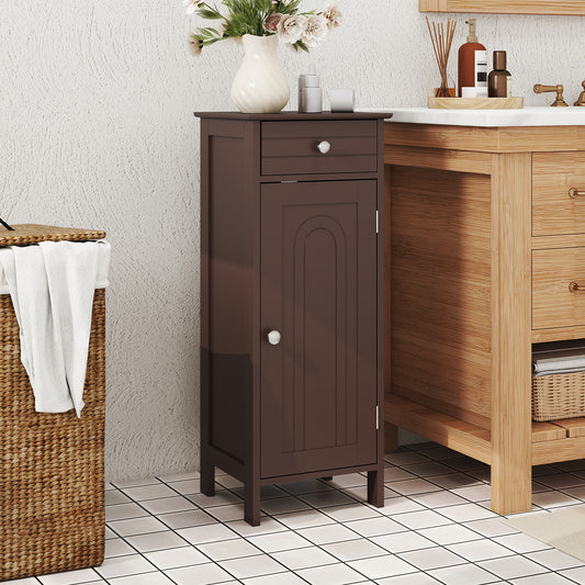 Wooden Storage Cabinet With Drawer And Shelf, Brown Floor Cabinets Brown at Gallery Canada