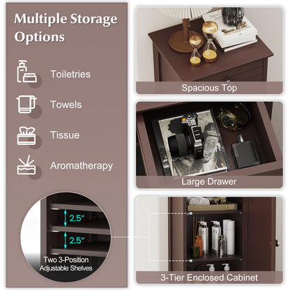 Wooden Storage Cabinet With Drawer And Shelf, Brown Floor Cabinets at Gallery Canada