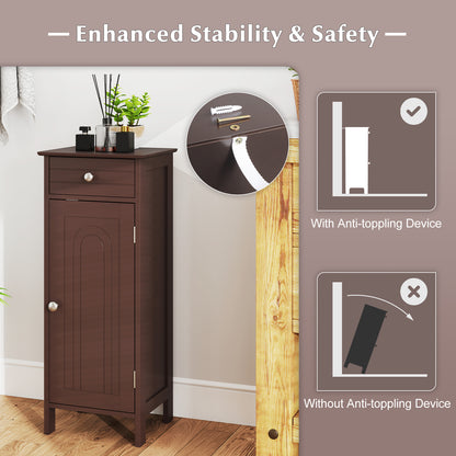 Wooden Storage Cabinet With Drawer And Shelf, Brown Floor Cabinets at Gallery Canada