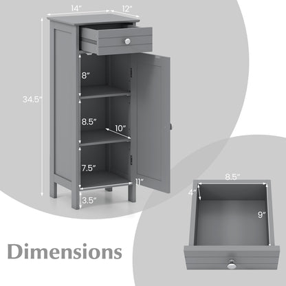 Wooden Storage Cabinet With Drawer And Shelf, Gray Floor Cabinets at Gallery Canada