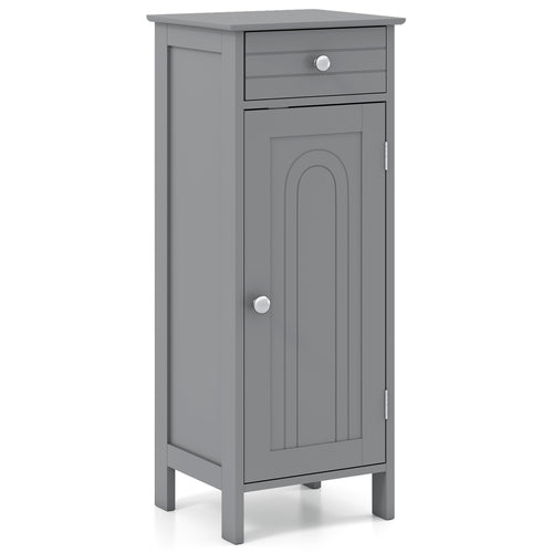 Wooden Storage Cabinet With Drawer And Shelf, Gray