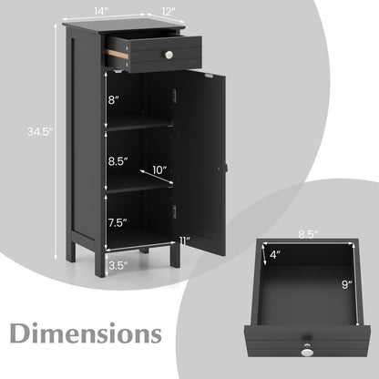 Wooden Storage Cabinet With Drawer, Shelf, Black Floor Cabinets at Gallery Canada