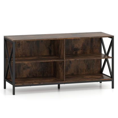 Wooden TV Stand For 55 Inch TVs, X-Shaped Frame, Brown Entertainment Centers & TV Stands at Gallery Canada