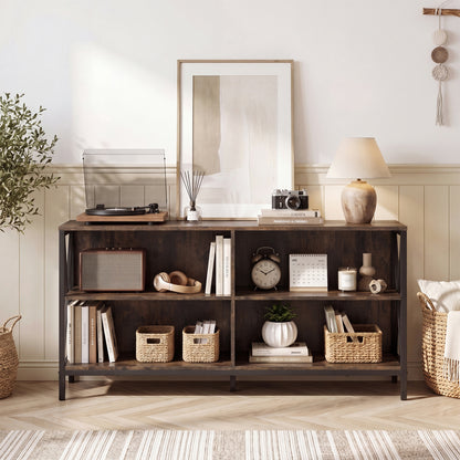 Wooden TV Stand For 55 Inch TVs, X-Shaped Frame, Brown Entertainment Centers & TV Stands at Gallery Canada