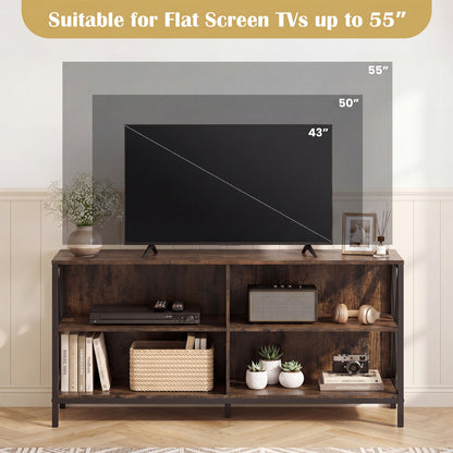 Wooden TV Stand For 55 Inch TVs, X-Shaped Frame, Brown Entertainment Centers & TV Stands at Gallery Canada