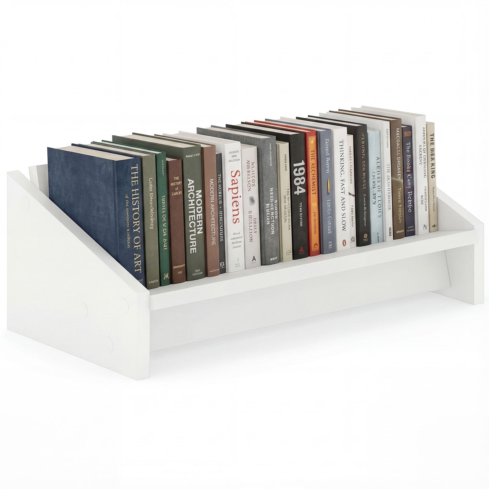 Wooden Tilting Bookcase Small Desktop Bookshelf Organizer for Magazines, White Bookcases at Gallery Canada