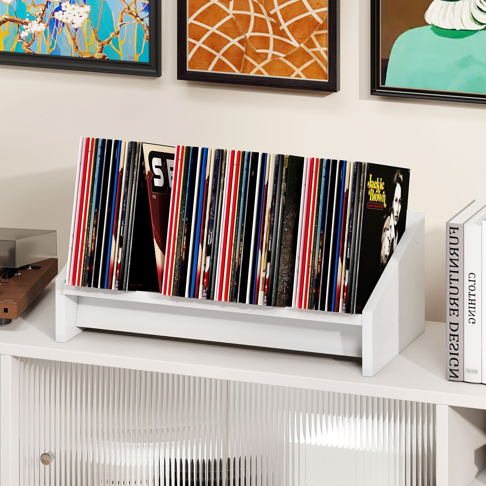 Wooden Tilting Bookcase Small Desktop Bookshelf Organizer for Magazines, White Bookcases at Gallery Canada