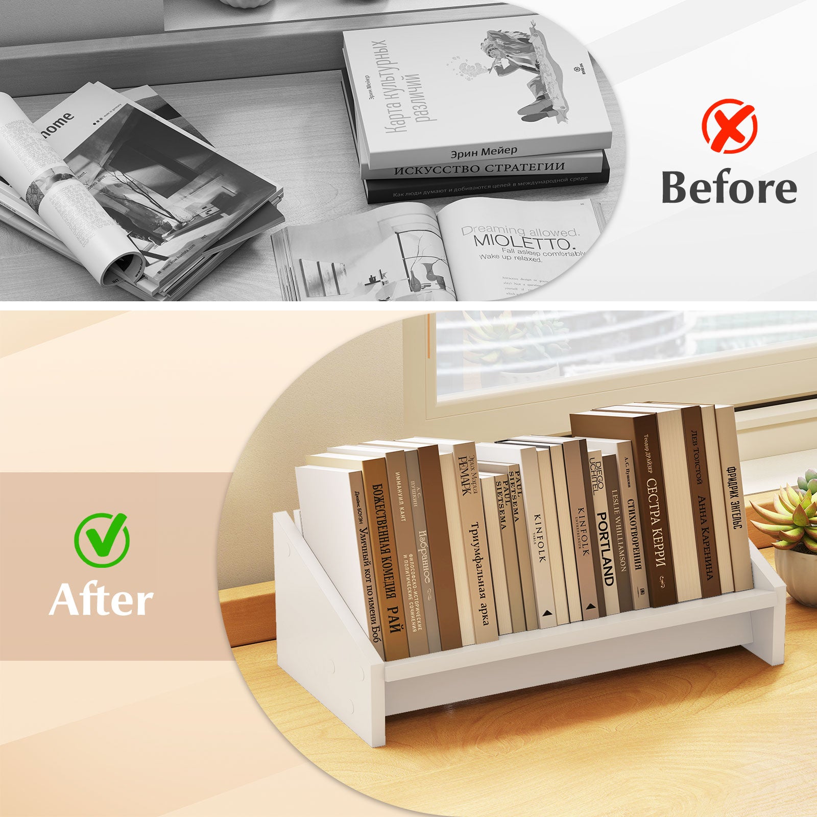 Wooden Tilting Bookcase Small Desktop Bookshelf Organizer for Magazines, White Bookcases at Gallery Canada