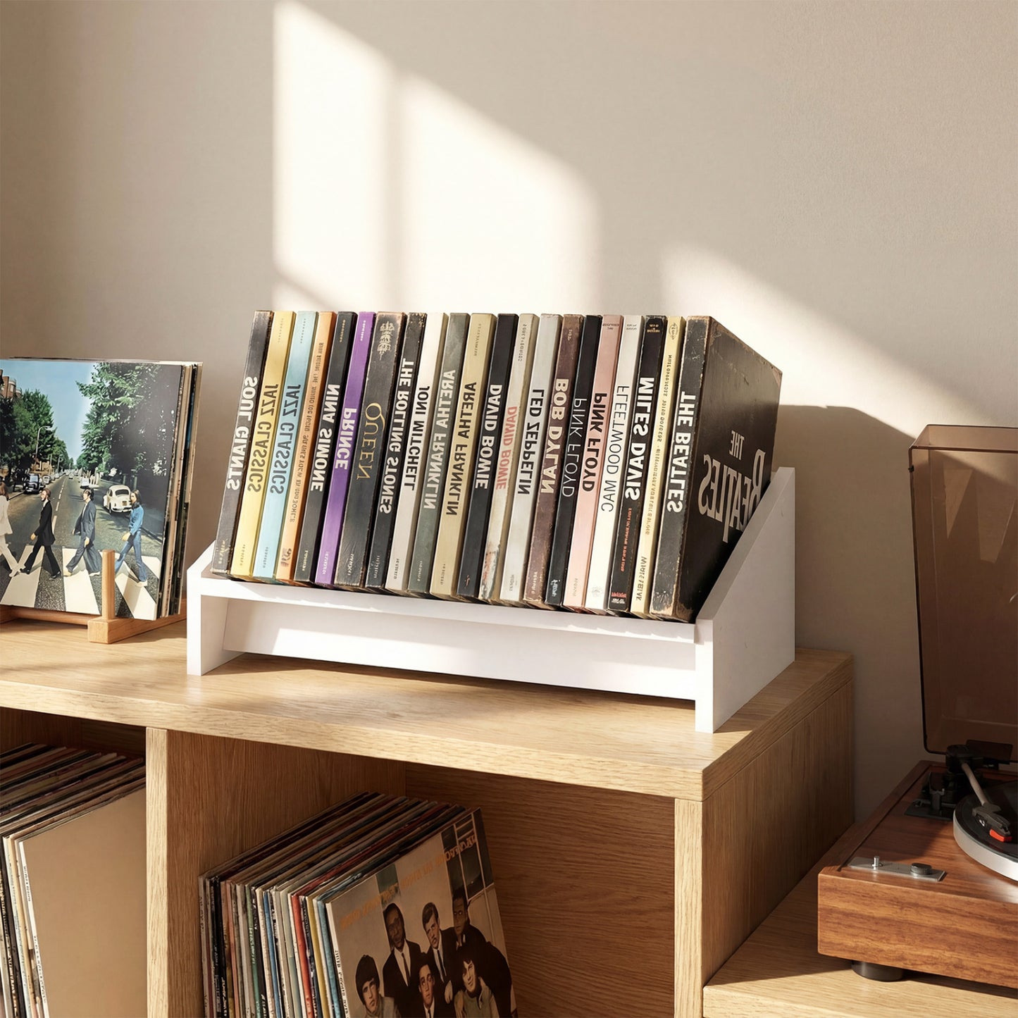 Wooden Tilting Bookcase Small Desktop Bookshelf Organizer for Magazines, White Bookcases at Gallery Canada