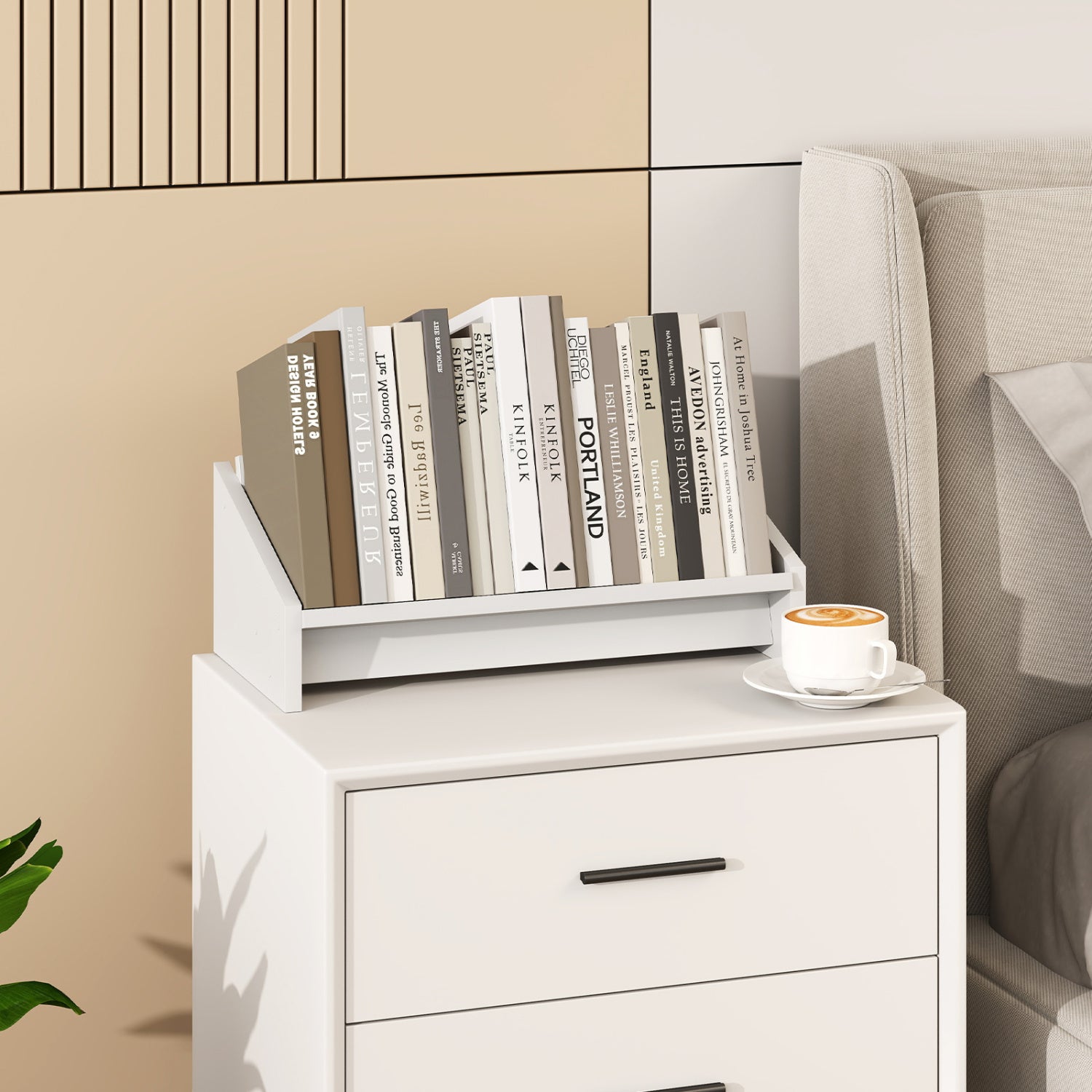 Wooden Tilting Bookcase Small Desktop Bookshelf Organizer for Magazines, White Bookcases at Gallery Canada