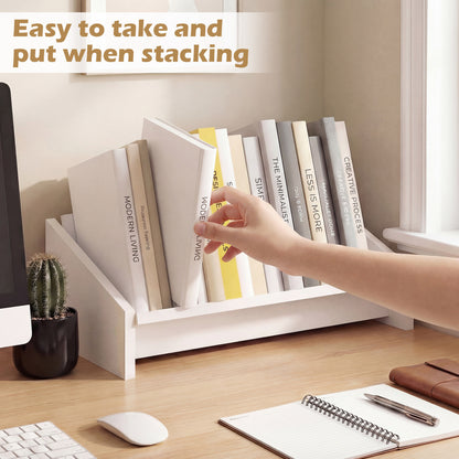 Wooden Tilting Bookcase Small Desktop Bookshelf Organizer for Magazines, White Bookcases at Gallery Canada
