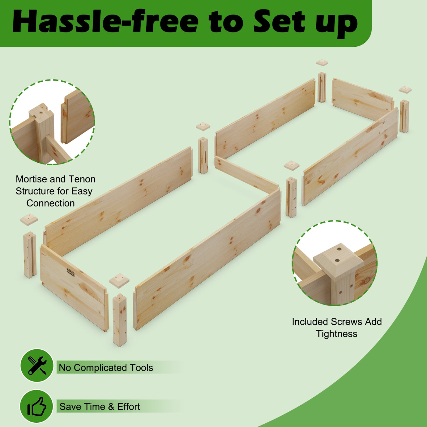 Wooden Vegetable Raised Garden Bed for Backyard Patio Balcony, Natural Raised Garden Beds at Gallery Canada