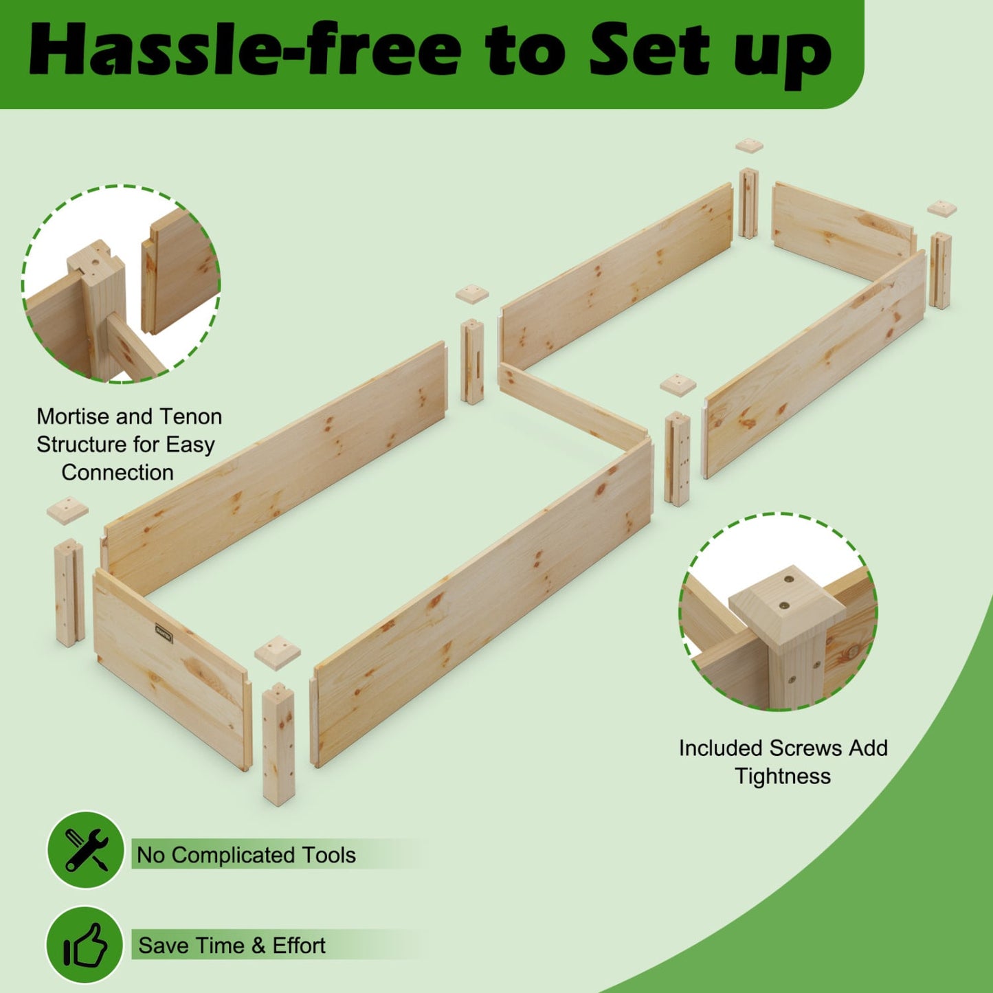 Wooden Vegetable Raised Garden Bed for Backyard Patio Balcony, Natural Raised Garden Beds at Gallery Canada