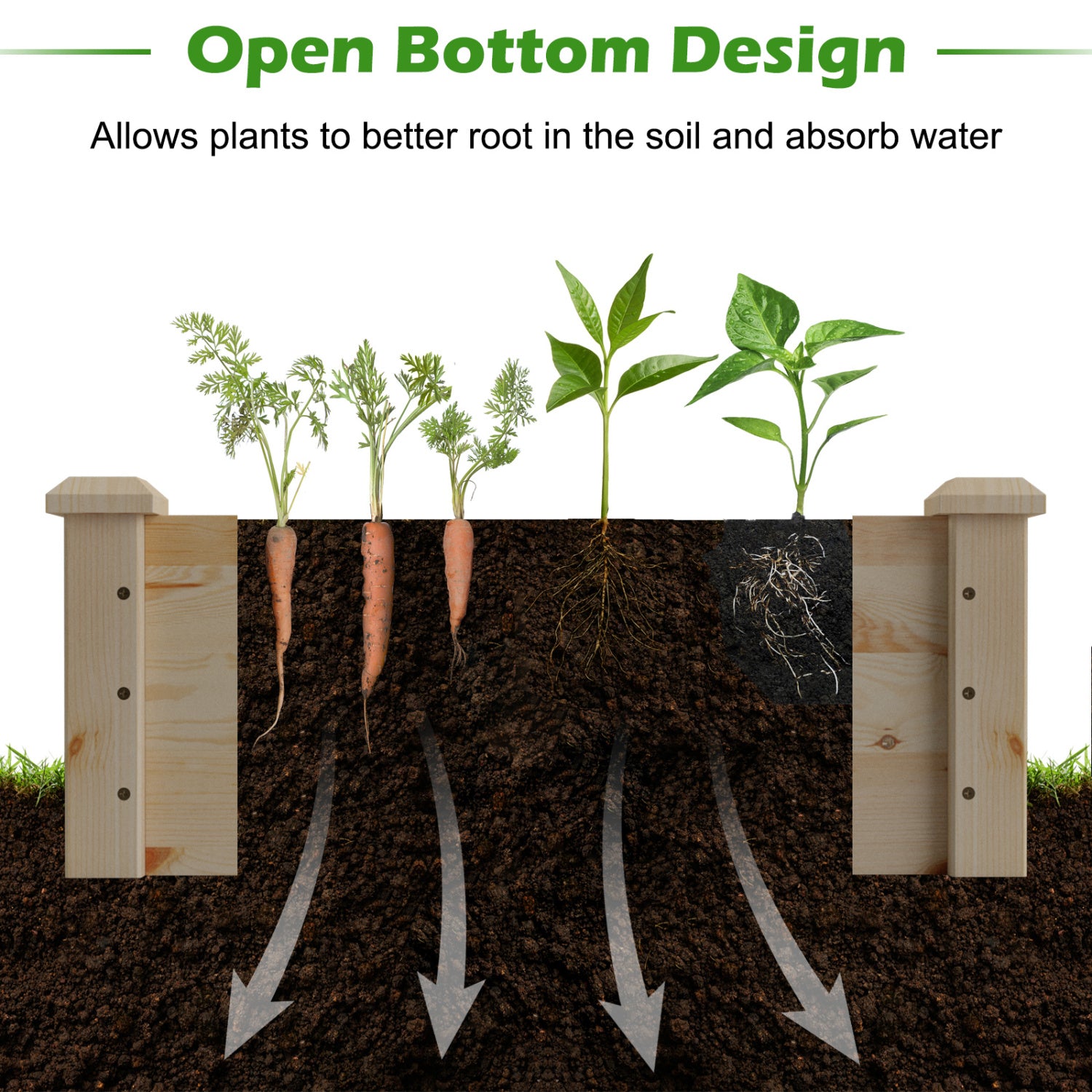 Wooden Vegetable Raised Garden Bed for Backyard Patio Balcony, Natural Raised Garden Beds at Gallery Canada