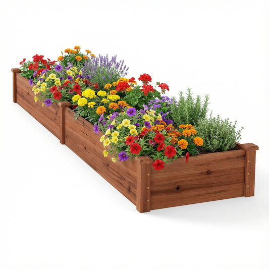 Wooden Raised Garden Bed for Backyard Balcony Patio, Brown Raised Garden Beds at Gallery Canada