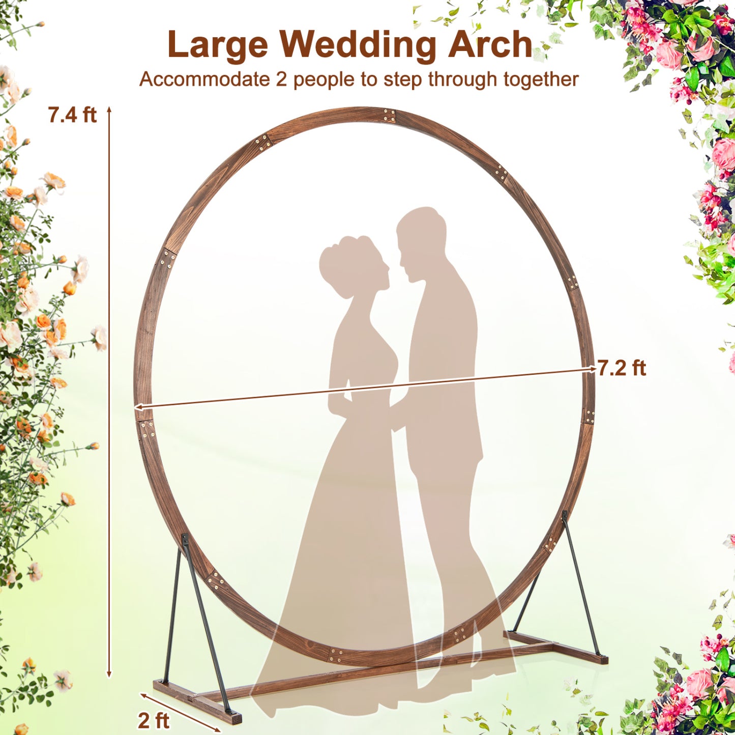 Wooden Wedding Arch, Round Arbor Stand, Brown Outdoor Decor at Gallery Canada