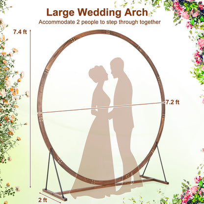 Wooden Wedding Arch, Round Arbor Stand, Brown Outdoor Decor at Gallery Canada