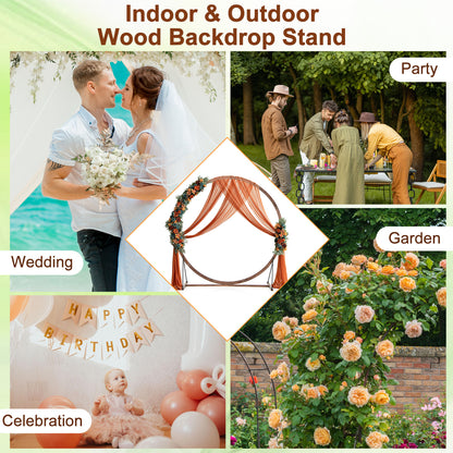 Wooden Wedding Arch, Round Arbor Stand, Brown Outdoor Decor at Gallery Canada