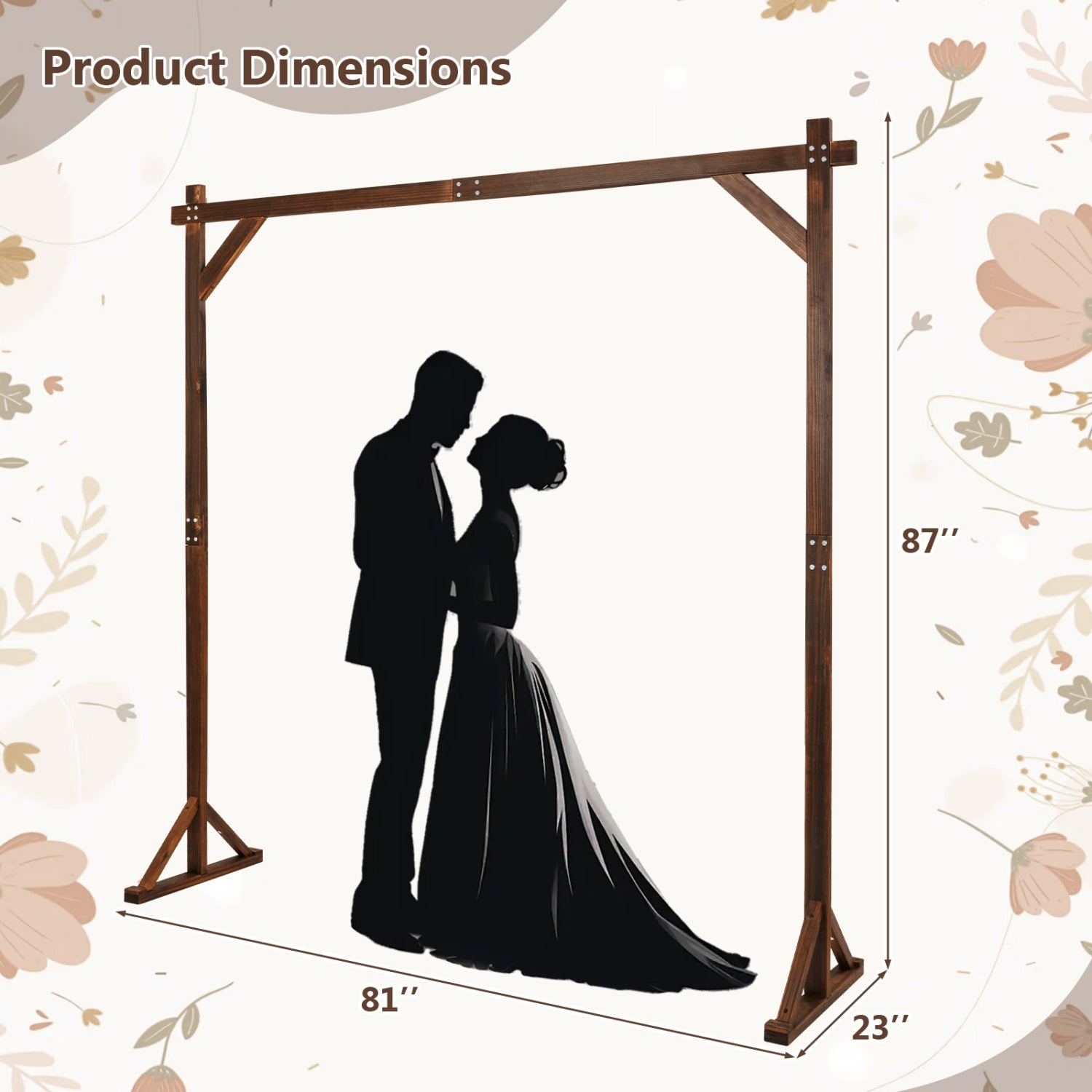 Solid Wood Wedding Arch Arbor, Square Backdrop Stand Outdoor Decor at Gallery Canada