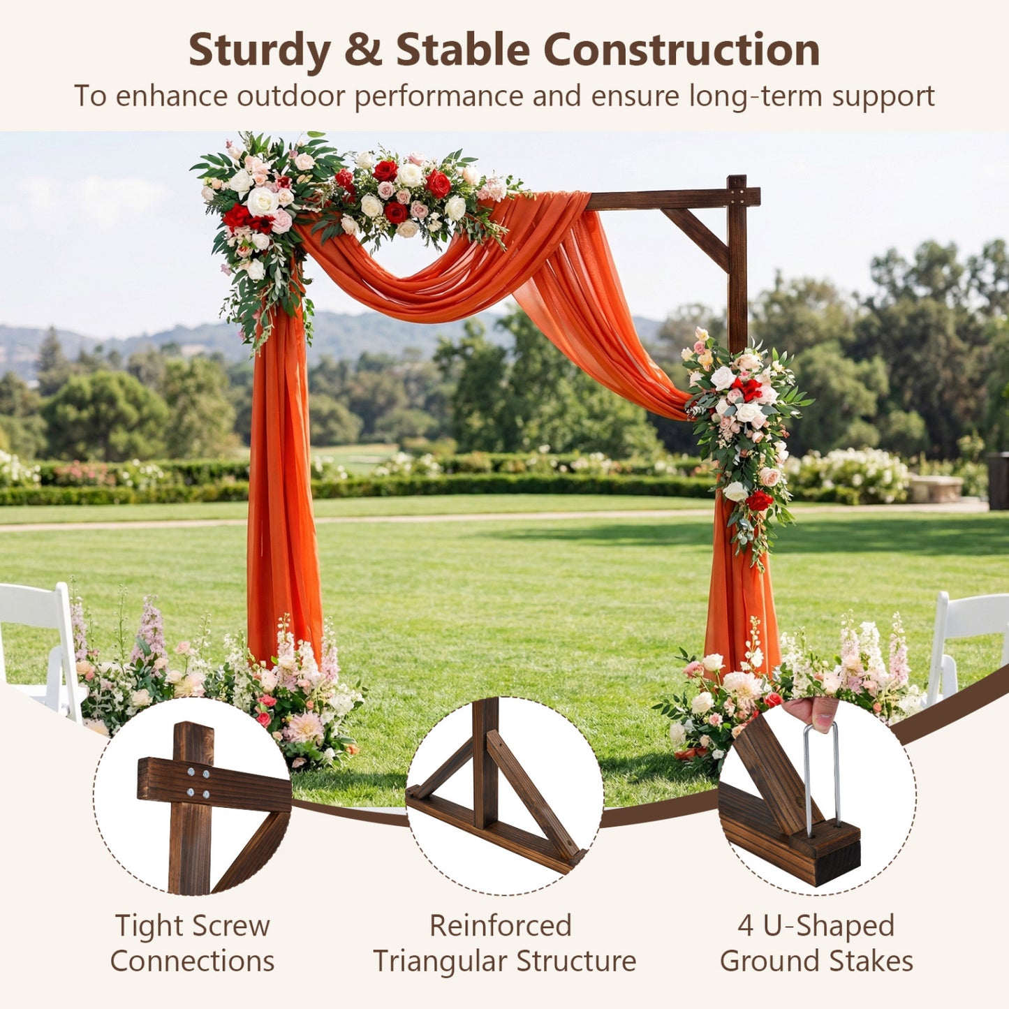 Solid Wood Wedding Arch Arbor, Square Backdrop Stand Outdoor Decor at Gallery Canada