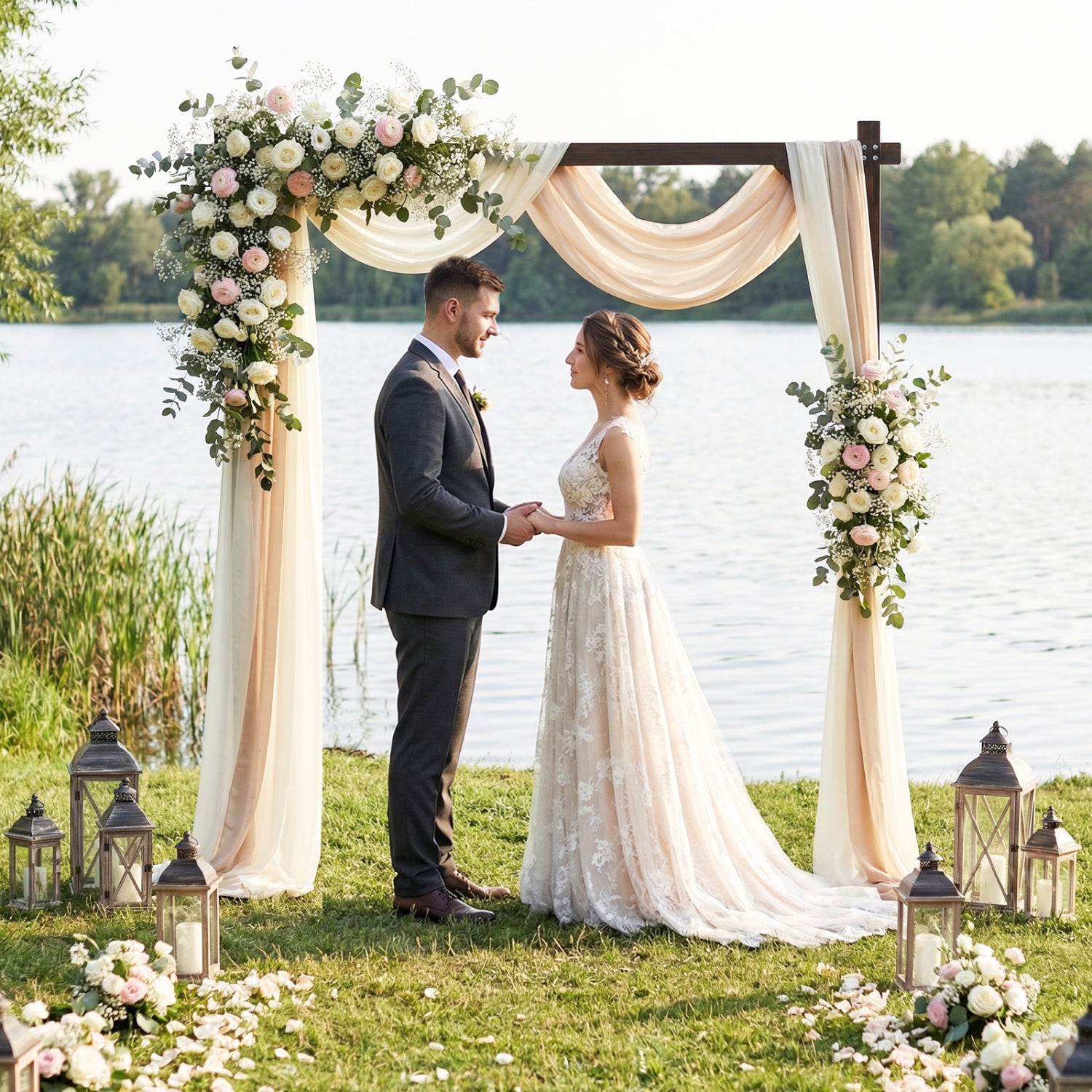 Solid Wood Wedding Arch Arbor, Square Backdrop Stand Outdoor Decor at Gallery Canada