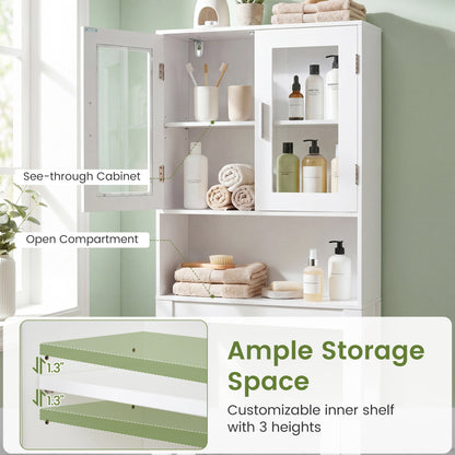 Wooden over the toilet Storage Cabinet with Tower Rack, White Bathroom Etagere at Gallery Canada