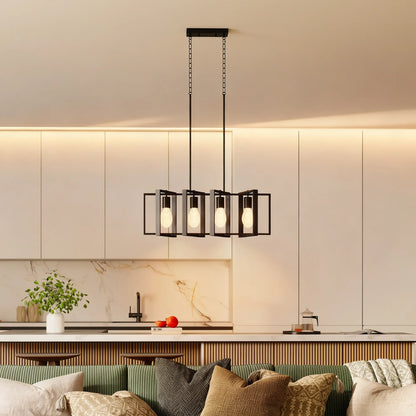 Farmhouse Kitchen Island Linear Pendant Light, 4 Rotatable Frames, Black Floor Lamps & Ceiling Fan Lights at Gallery Canada