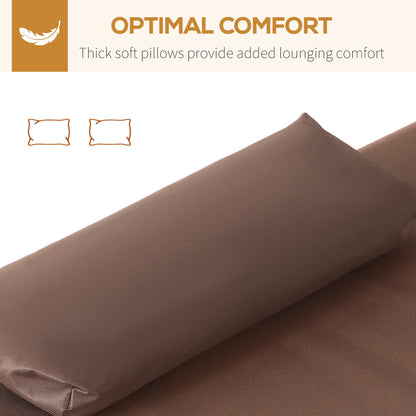 79" Outdoor Lounge Chair with Canopy, Double Chaise Lounger, Brown Lounger Chairs at Gallery Canada